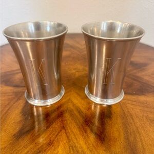 Monogrammed Letter K Pewter Julep Cups - Set of 2